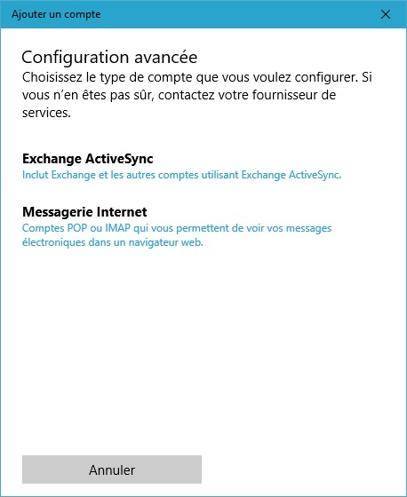 Courrier sous Windows 10